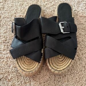 Marc Fisher Straw Beach Sandals